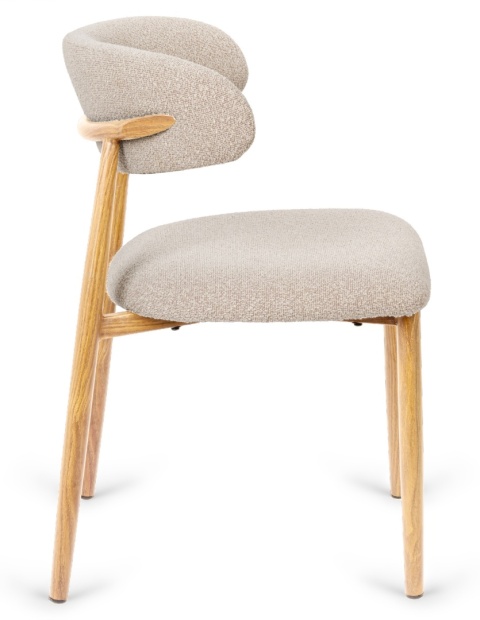 Krzesło tapicerowane LUCCA BOUCLE BEIGE LIGHT WOOD