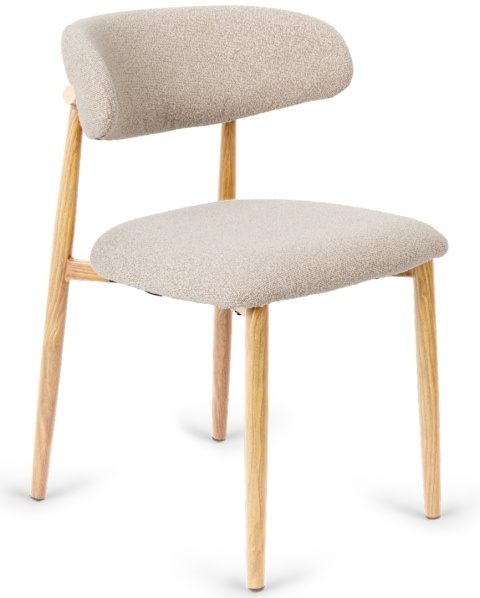 Krzesło tapicerowane LUCCA BOUCLE BEIGE LIGHT WOOD