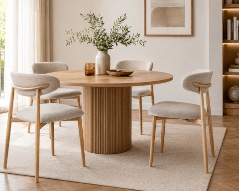 Krzesło tapicerowane LUCCA BOUCLE BEIGE LIGHT WOOD