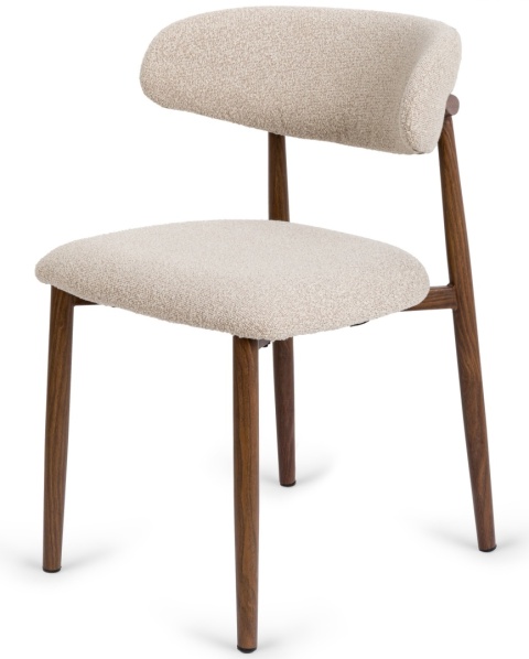 Krzesło tapicerowane LUCCA BOUCLE BEIGE WALNUT WOOD