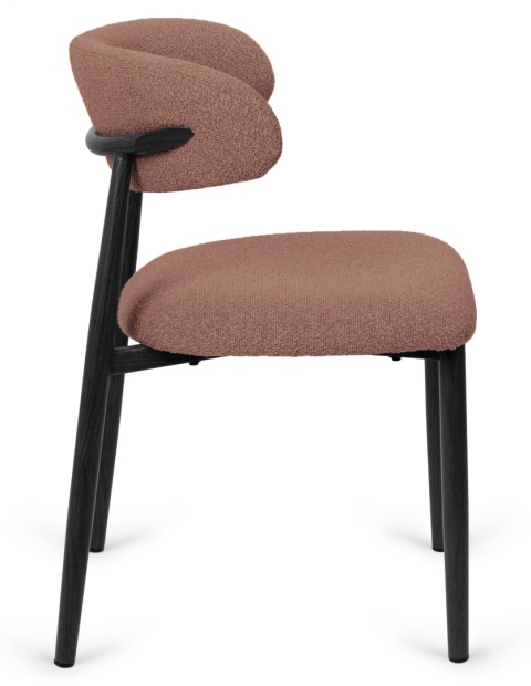 Krzesło tapicerowane LUCCA BOUCLE BROWN BLACK WOOD