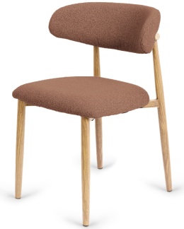 Krzesło tapicerowane LUCCA BOUCLE BROWN LIGHT WOOD