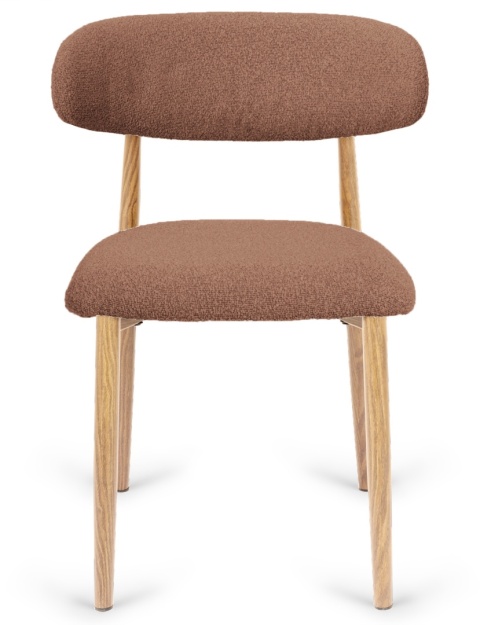 Krzesło tapicerowane LUCCA BOUCLE BROWN LIGHT WOOD