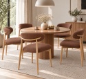 Krzesło tapicerowane LUCCA BOUCLE BROWN LIGHT WOOD