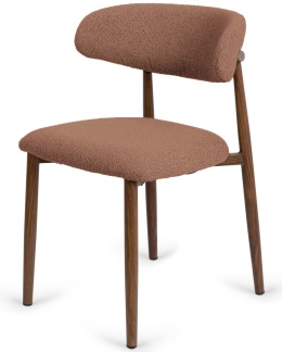 Krzesło tapicerowane LUCCA BOUCLE BROWN WALNUT WOOD