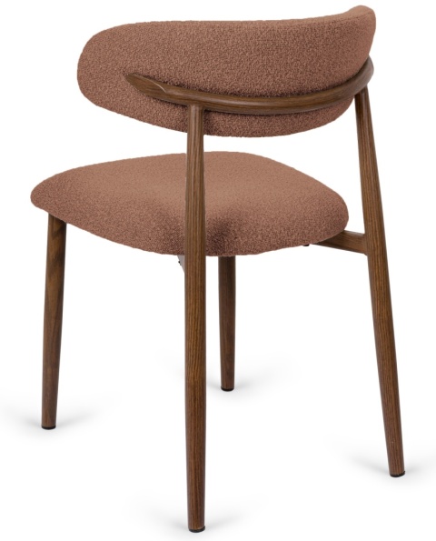 Krzesło tapicerowane LUCCA BOUCLE BROWN WALNUT WOOD