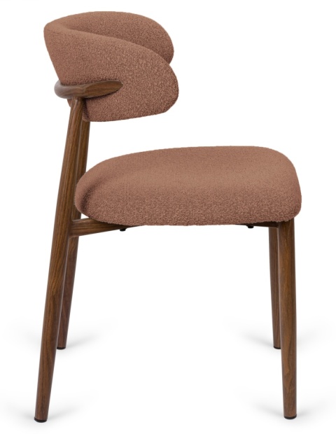 Krzesło tapicerowane LUCCA BOUCLE BROWN WALNUT WOOD