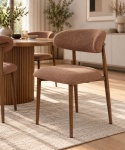 Krzesło tapicerowane LUCCA BOUCLE BROWN WALNUT WOOD