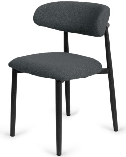 Krzesło tapicerowane LUCCA BOUCLE DARK GREY BLACK WOOD