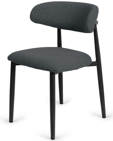 Krzesło tapicerowane LUCCA BOUCLE DARK GREY BLACK WOOD