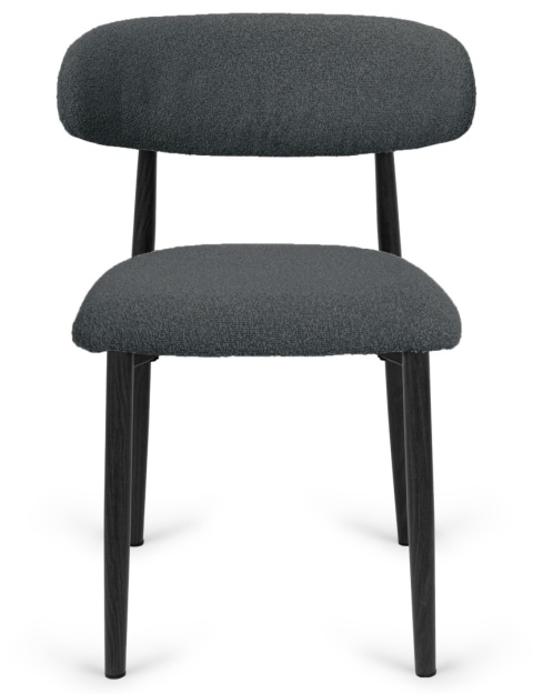Krzesło tapicerowane LUCCA BOUCLE DARK GREY BLACK WOOD