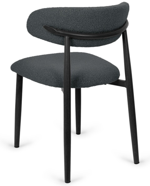 Krzesło tapicerowane LUCCA BOUCLE DARK GREY BLACK WOOD