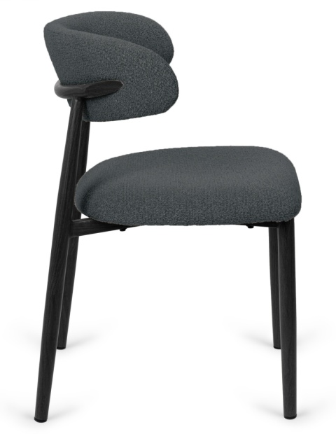Krzesło tapicerowane LUCCA BOUCLE DARK GREY BLACK WOOD