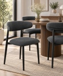 Krzesło tapicerowane LUCCA BOUCLE DARK GREY BLACK WOOD