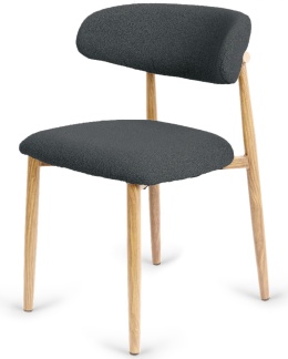 Krzesło tapicerowane LUCCA BOUCLE DARK GREY LIGHT WOOD
