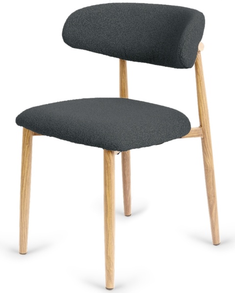 Krzesło tapicerowane LUCCA BOUCLE DARK GREY LIGHT WOOD