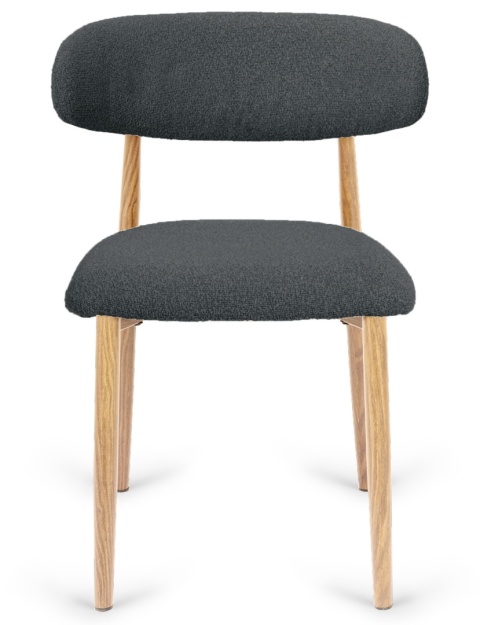 Krzesło tapicerowane LUCCA BOUCLE DARK GREY LIGHT WOOD