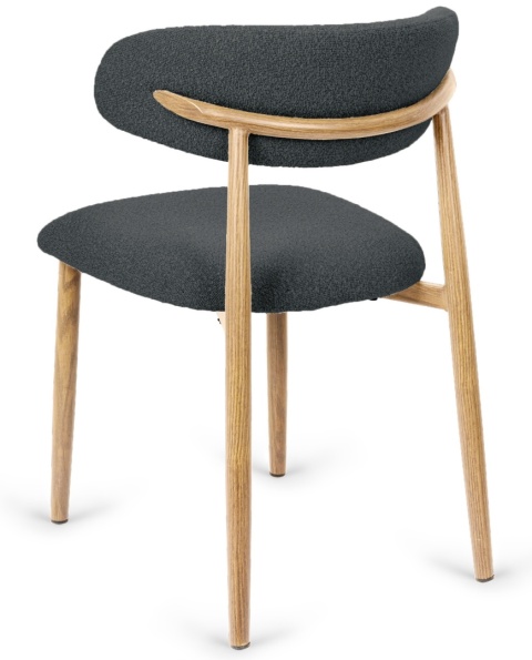 Krzesło tapicerowane LUCCA BOUCLE DARK GREY LIGHT WOOD