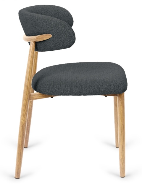 Krzesło tapicerowane LUCCA BOUCLE DARK GREY LIGHT WOOD