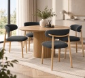 Krzesło tapicerowane LUCCA BOUCLE DARK GREY LIGHT WOOD