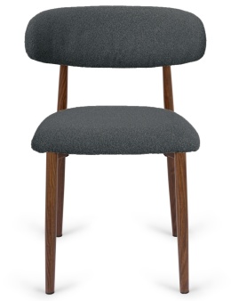 Krzesło tapicerowane LUCCA BOUCLE DARK GREY WALNUT WOOD