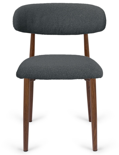 Krzesło tapicerowane LUCCA BOUCLE DARK GREY WALNUT WOOD