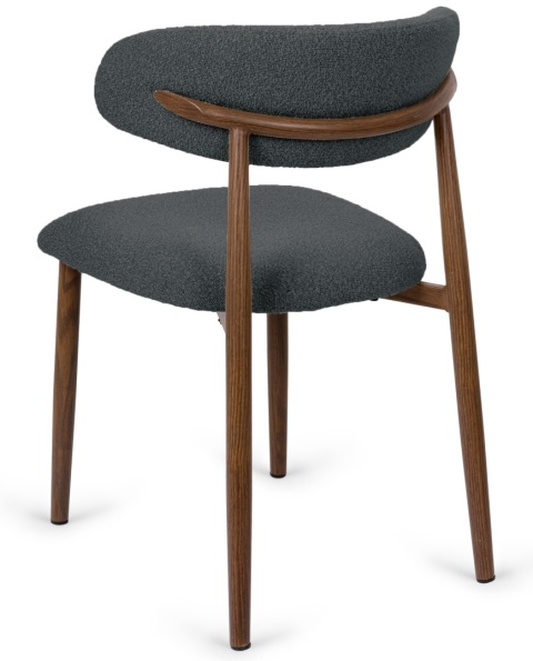 Krzesło tapicerowane LUCCA BOUCLE DARK GREY WALNUT WOOD