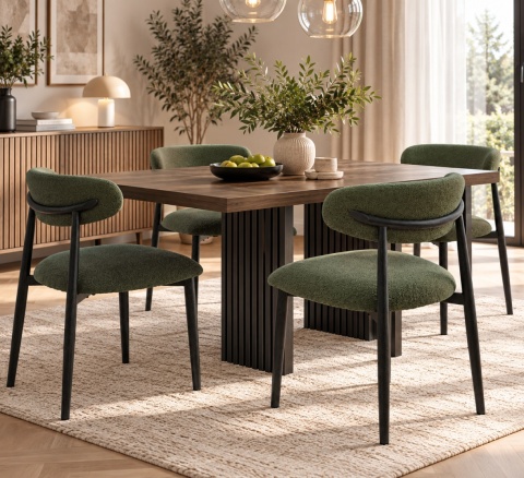 Krzesło tapicerowane LUCCA BOUCLE GREEN BLACK WOOD