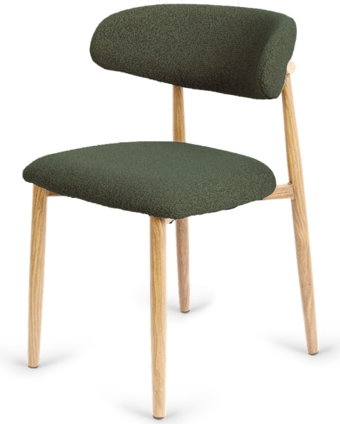 Krzesło tapicerowane LUCCA BOUCLE GREEN LIGHT WOOD