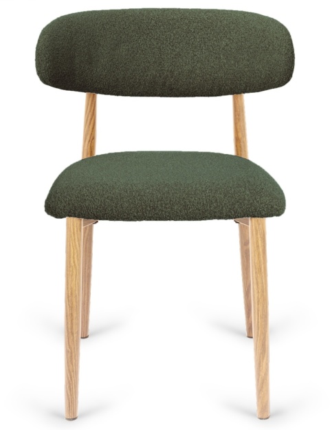 Krzesło tapicerowane LUCCA BOUCLE GREEN LIGHT WOOD