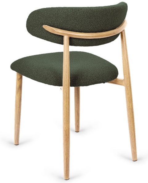 Krzesło tapicerowane LUCCA BOUCLE GREEN LIGHT WOOD