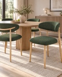 Krzesło tapicerowane LUCCA BOUCLE GREEN LIGHT WOOD