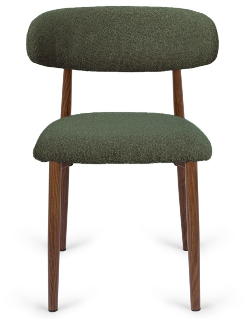 Krzesło tapicerowane LUCCA BOUCLE GREEN WALNUT WOOD