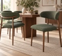 Krzesło tapicerowane LUCCA BOUCLE GREEN WALNUT WOOD