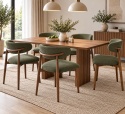 Krzesło tapicerowane LUCCA BOUCLE GREEN WALNUT WOOD