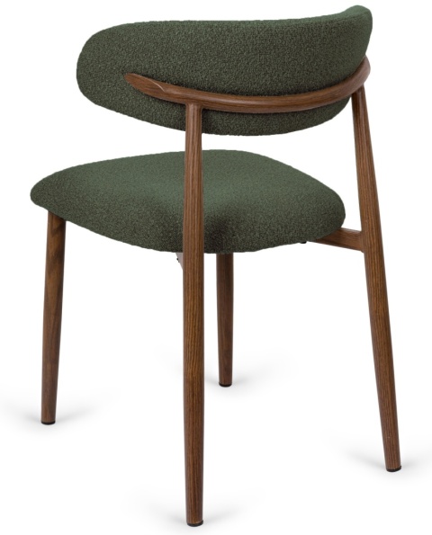 Krzesło tapicerowane LUCCA BOUCLE GREEN WALNUT WOOD