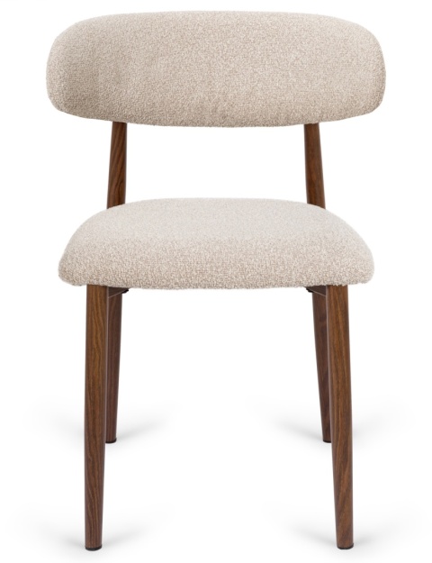 Krzesło tapicerowane LUCCA BOUCLE LIGHT BEIGE WALNUT WOOD II GATUNEK