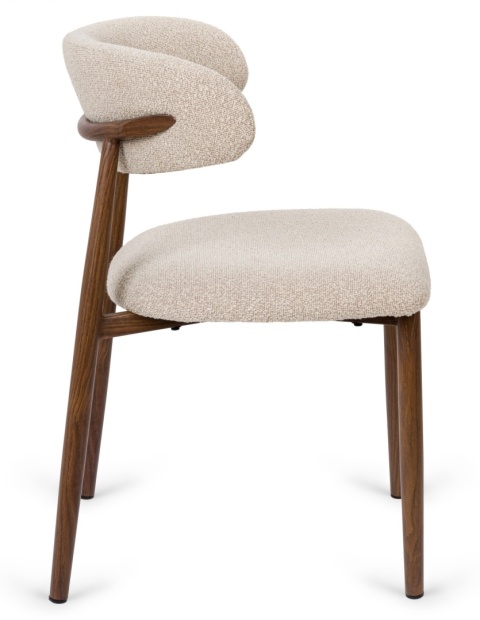 Krzesło tapicerowane LUCCA BOUCLE LIGHT BEIGE WALNUT WOOD II GATUNEK
