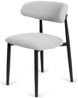 Krzesło tapicerowane LUCCA BOUCLE LIGHT GREY BLACK WOOD