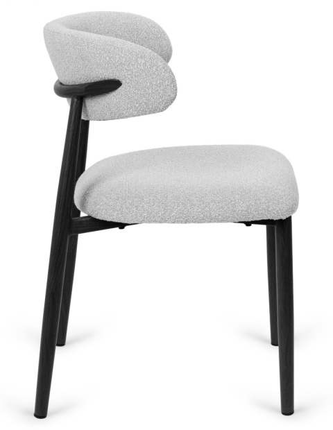 Krzesło tapicerowane LUCCA BOUCLE LIGHT GREY BLACK WOOD