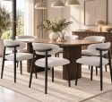 Krzesło tapicerowane LUCCA BOUCLE LIGHT GREY BLACK WOOD