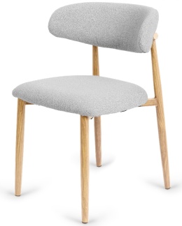 Krzesło tapicerowane LUCCA BOUCLE LIGHT GREY LIGHT WOOD