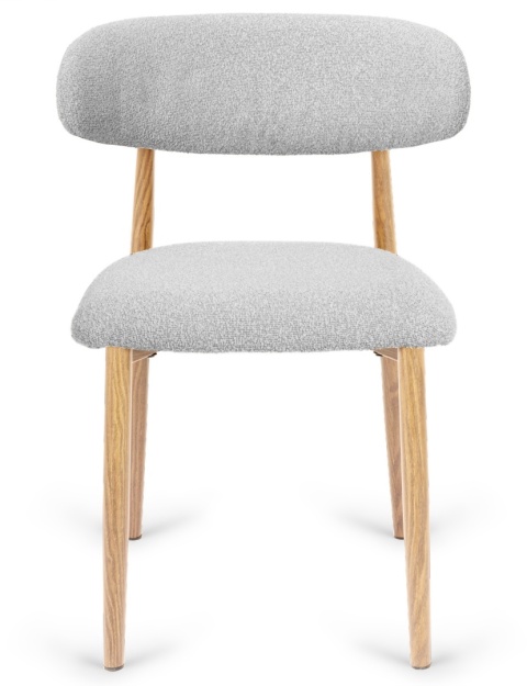 Krzesło tapicerowane LUCCA BOUCLE LIGHT GREY LIGHT WOOD