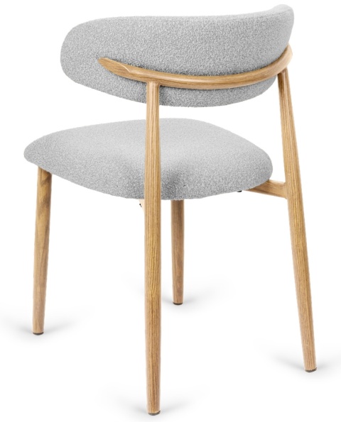 Krzesło tapicerowane LUCCA BOUCLE LIGHT GREY LIGHT WOOD