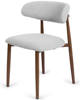 Krzesło tapicerowane LUCCA BOUCLE LIGHT GREY WALNUT WOOD