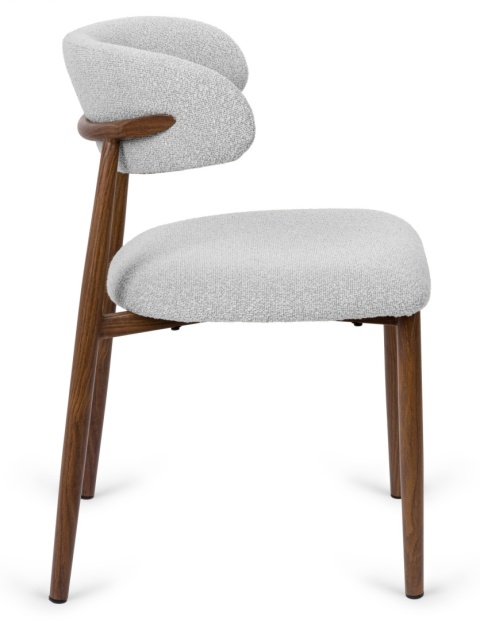 Krzesło tapicerowane LUCCA BOUCLE LIGHT GREY WALNUT WOOD
