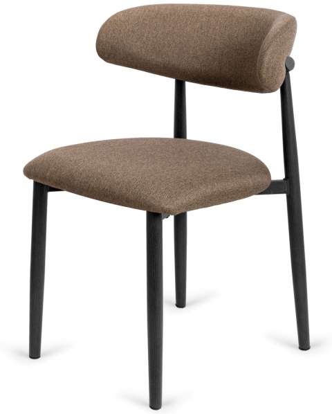Krzesło tapicerowane LUCCA BROWN FABRIC BLACK WOOD
