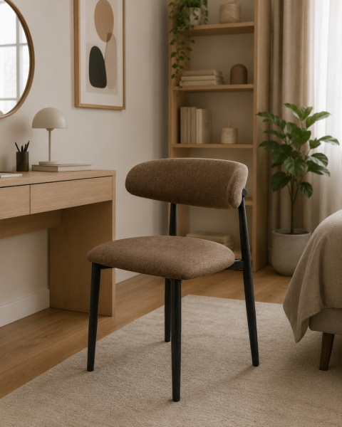 Krzesło tapicerowane LUCCA BROWN FABRIC BLACK WOOD