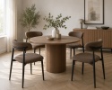 Krzesło tapicerowane LUCCA BROWN FABRIC BLACK WOOD