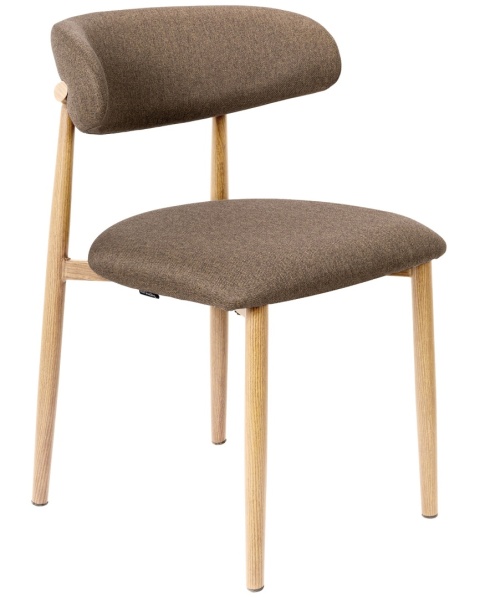 Krzesło tapicerowane LUCCA BROWN FABRIC LIGHT WOOD